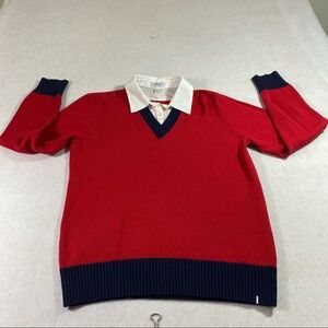 80s IZOD Sweater Top Layered Look Woman’s Red Blue Small Sweater Long Sleeve